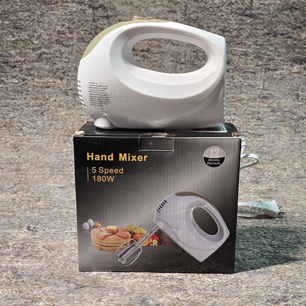 White Hand Mixer with Attachmens 5 Speed